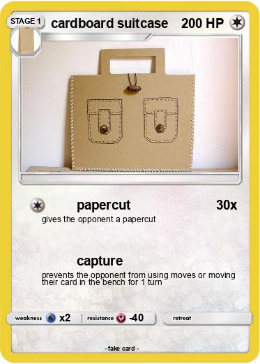 Pokemon cardboard suitcase