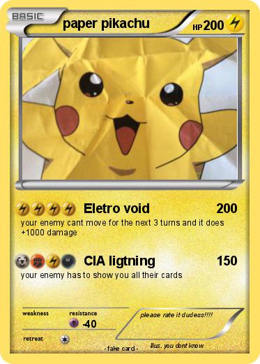 Pokemon paper pikachu