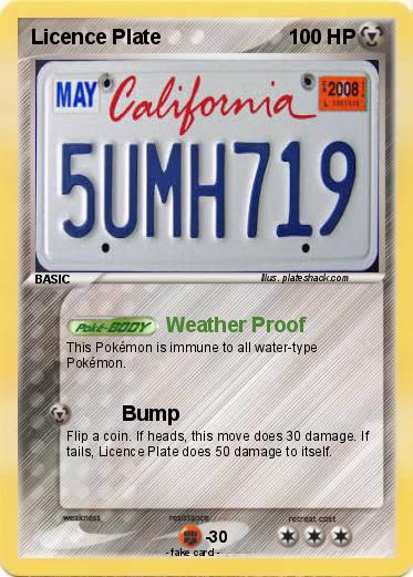 Pokemon Licence Plate