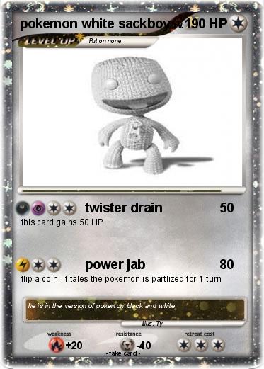 Pokemon pokemon white sackboy