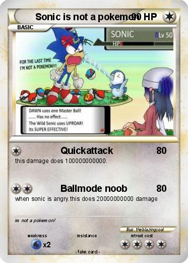 Pokemon Sonic is not a pokemon