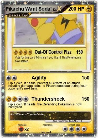 Pokemon Pikachu Want Soda!