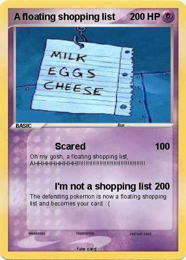 Pokemon A floating shopping list
