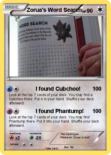 Pokemon Zorua's Word Search