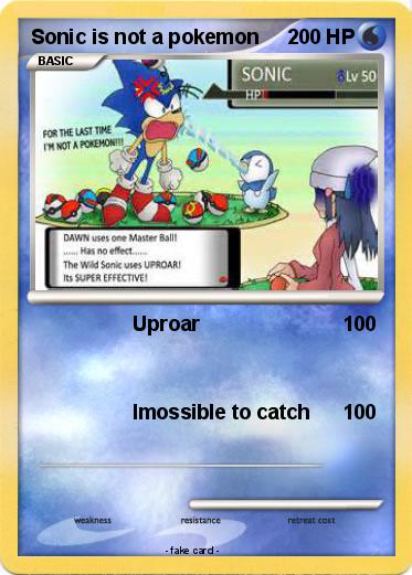 Pokemon Sonic is not a pokemon