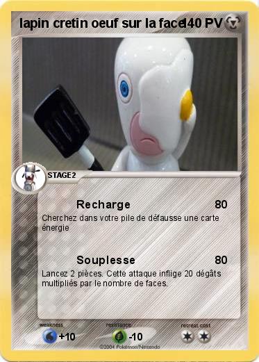 Pokemon lapin cretin oeuf sur la face