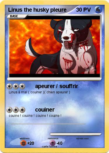 Pokemon Linus the husky pleure