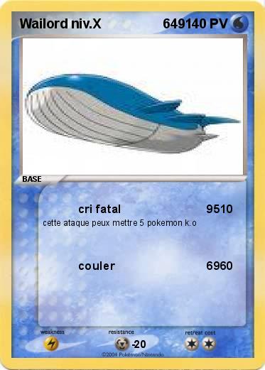 Pokemon Wailord niv.X                 649 