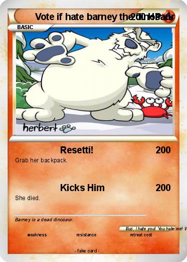 Pokemon Vote if hate barney the dinosaur