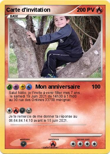 Pokemon Carte d'invitation