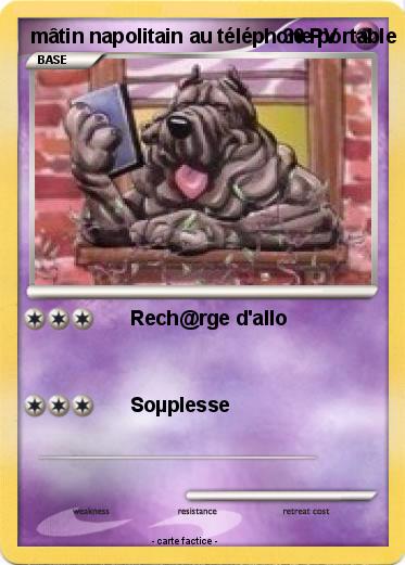 Pokemon mâtin napolitain au téléphone portable