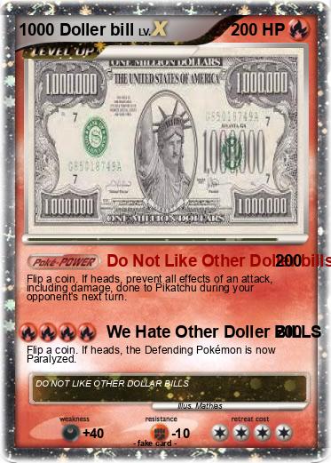 Pokemon 1000 Doller bill