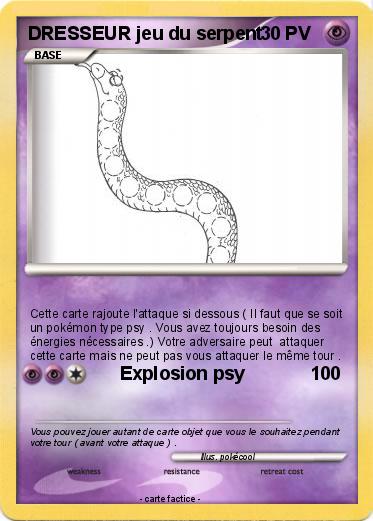 Pokemon DRESSEUR jeu du serpent