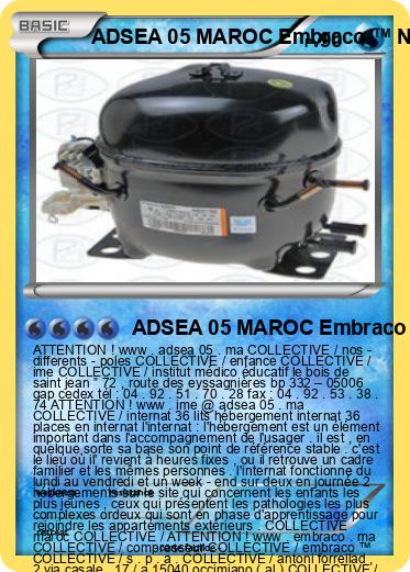 Pokemon ADSEA 05 MAROC Embraco ™ NB 3119 Z COLLECTIVE UNITÉ A INTERNAT MAROC IME MAROC