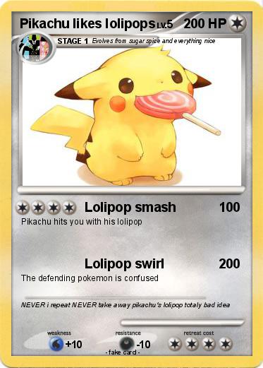 Pokemon Pikachu likes lolipops