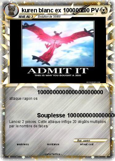 Pokemon kuren blanc ex 1000000
