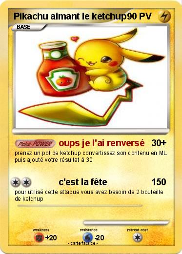 Pokemon Pikachu aimant le ketchup