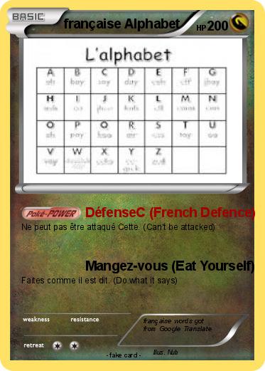 Pokemon française Alphabet