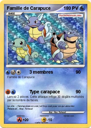 Pokemon Famille de Carapuce