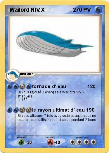 Pokemon  Wailord NIV.X                   2