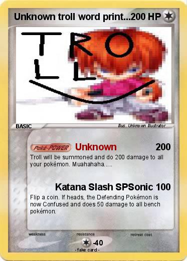 Pokemon Unknown troll word print....