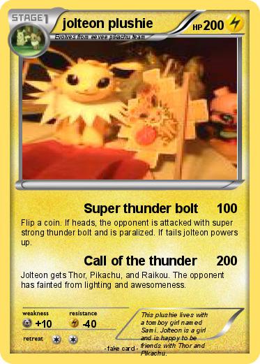 Pokemon jolteon plushie