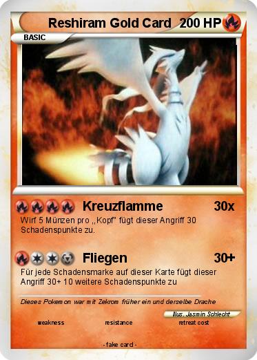 Pokemon Reshiram Gold Card