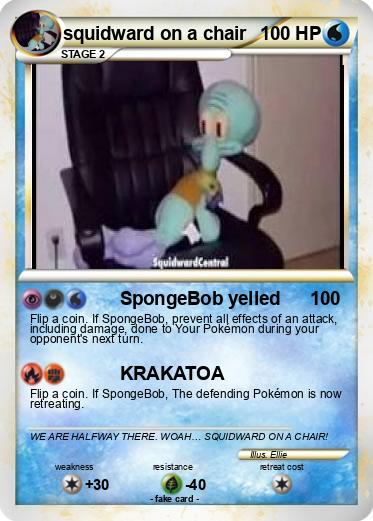 Pokemon squidward on a chair