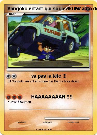 Pokemon Sangoku enfant qui souleve une auto de Bulma
