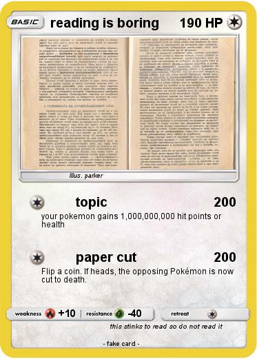 Pokemon reading is boring
