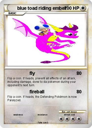 Pokemon blue toad riding ember