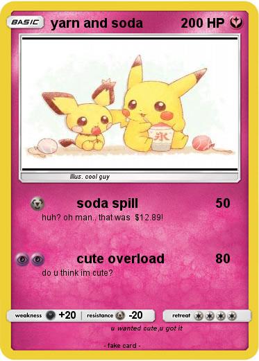 Pokemon yarn and soda
