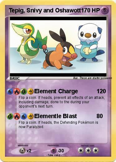 Pokemon Tepig, Snivy and Oshawott