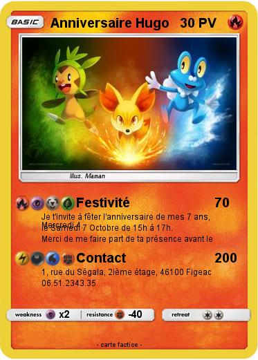 Pokemon Anniversaire Hugo