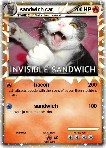 Pok mon sandwich  cat bacon My Pokemon  Card