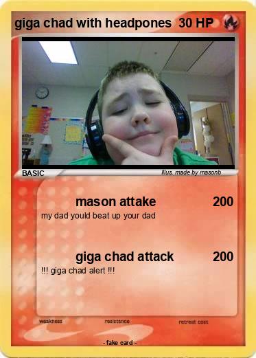 Pokemon giga chad with headpones