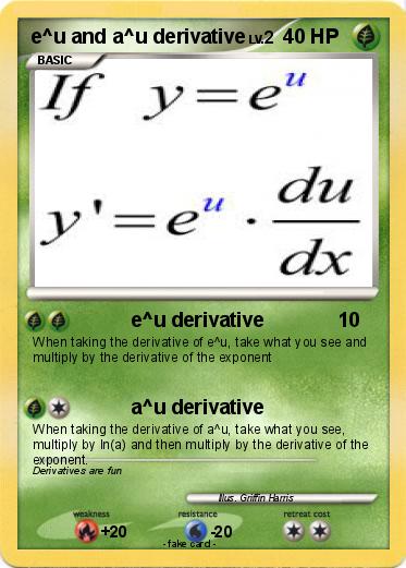 Pokemon e^u and a^u derivative