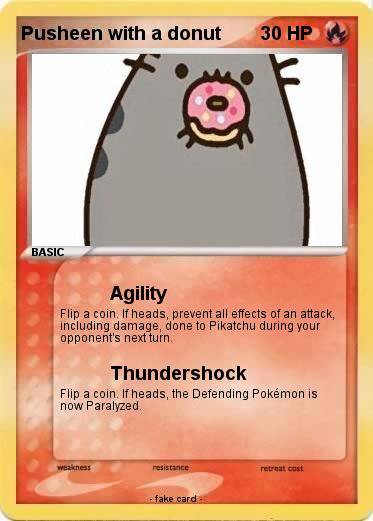 Pokemon Pusheen with a donut