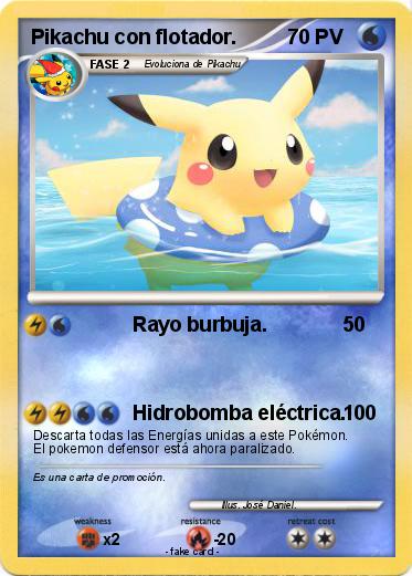 Pokemon Pikachu con flotador.