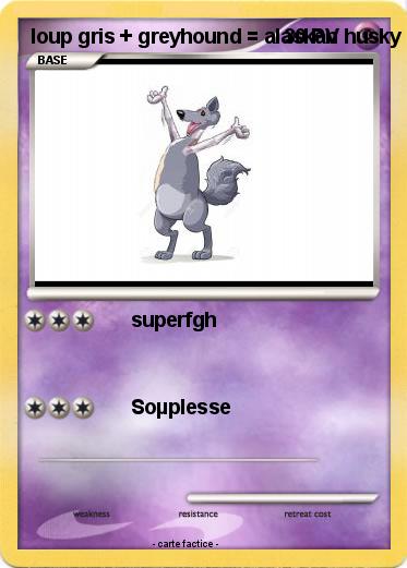 Pokemon loup gris + greyhound = alaskan husky