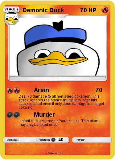 Pok mon Demonic Duck Arsin My Pokemon Card