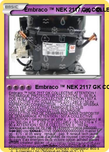 Pokemon Embraco ™ NEK 2117 GK COLLECTIVE