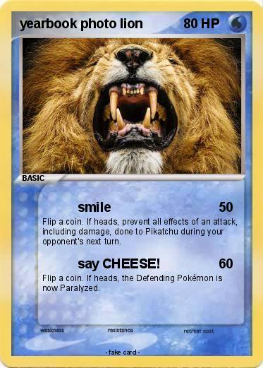 Pokemon yearbook photo lion
