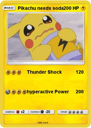 Pokemon Pikachu needs soda