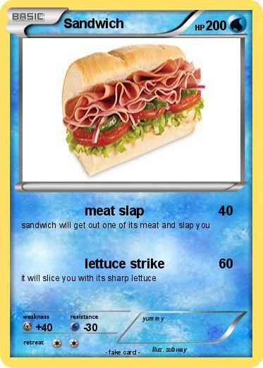 Pok mon Sandwich  77 77 meat slap My Pokemon  Card