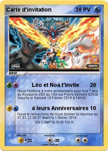 Pokemon Carte d'invitation