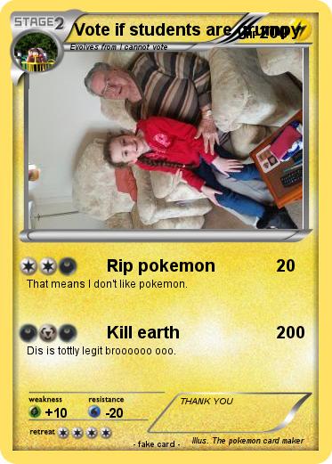 Pokemon Vote if students are grumpy