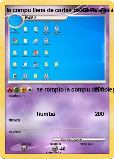 Pokemon la compu llena de cartas de steve