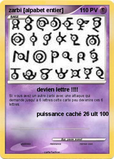 Pokemon zarbi [alpabet entier]