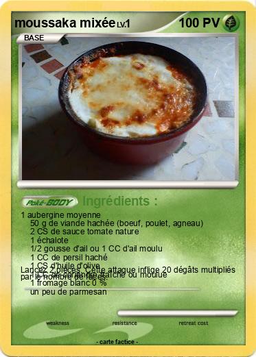 Pokemon moussaka mixée